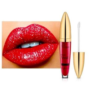 Long Lasting Diamond Shine Lipstick with Glitter Pearlescent Finish Lip Gloss